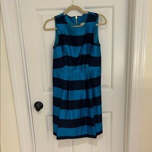 Sail to Sable Blue and Black Striped Midi Dress